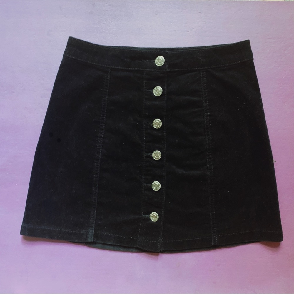 black corduroy mini skirt